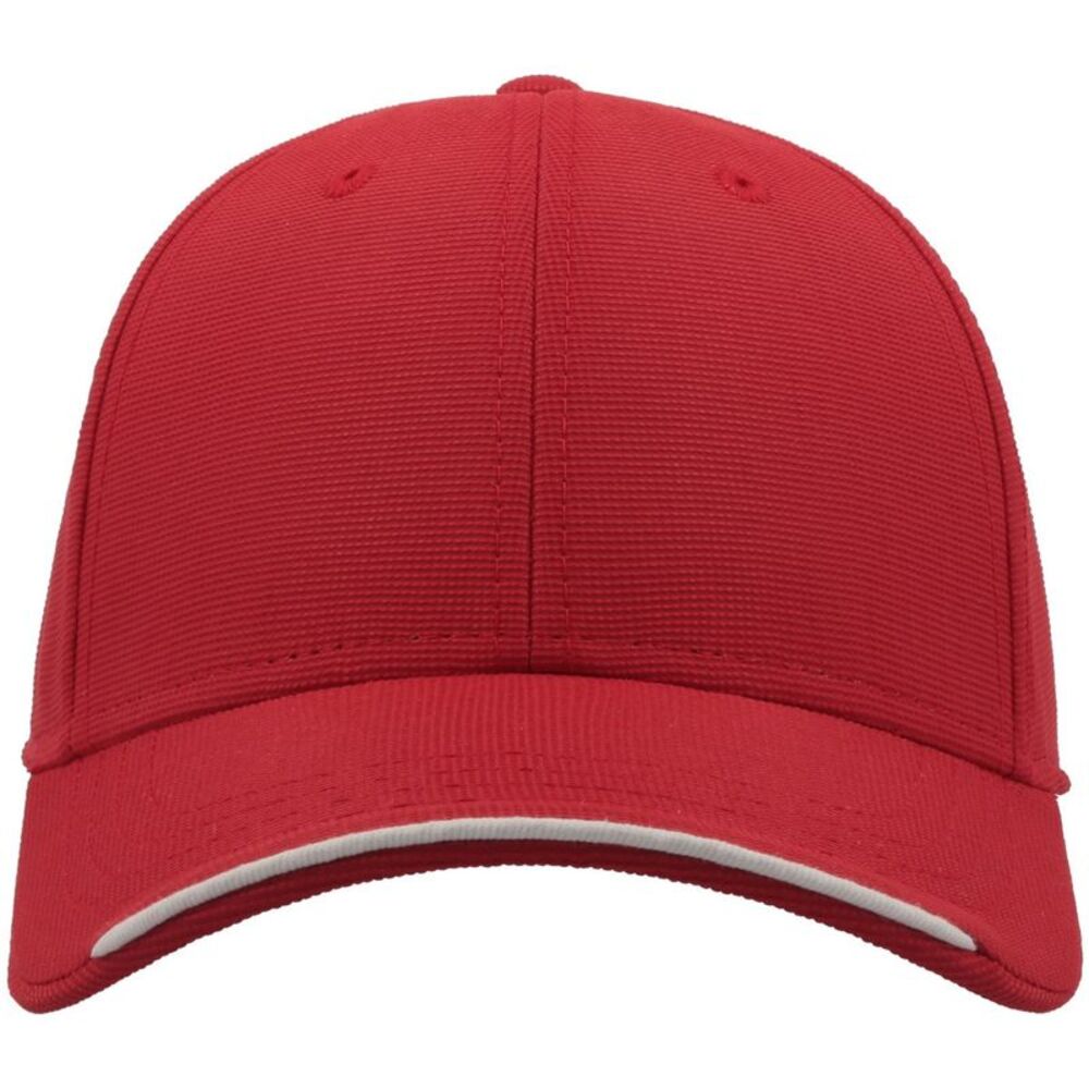 Atlantis Estoril 6 Panel Jacquard Recycled Baseball Cap / Red